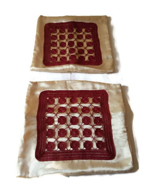 Pillow Cases Cherry Red knitted Sateen pillow covers pair of | Etsy