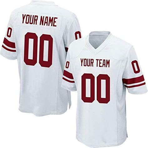 Custom White Football Jersey with Red