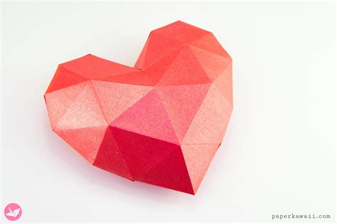 3D Paper Heart Tutorial Free Template Paper Kawaii