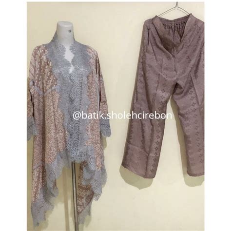 Jual Outer Batik Viscose With Lace Brukat Setelan Celana Kulot Shopee