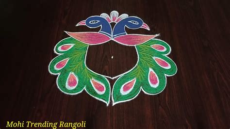 Peacock Rangoli 5 3 Mayil Kolam Simple Bird Rangoli Small