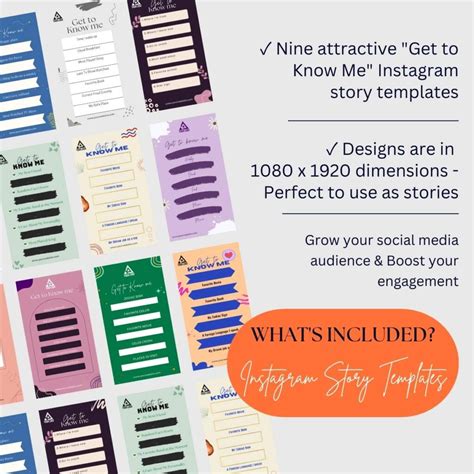 Nine Get To Know Me Instagram Story Templates Canva Editable