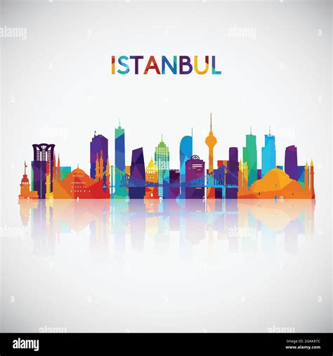 Istanbul Skyline Silhouette In Colorful Geometric Style Symbol For