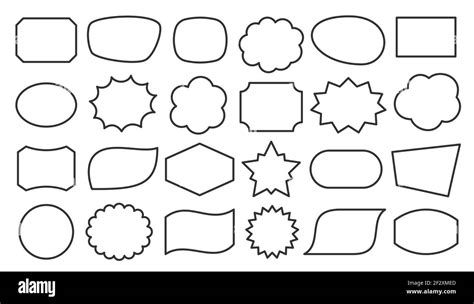 Geometric Shapes Black Line Icon Set Outline Cartoon Abstract Blank