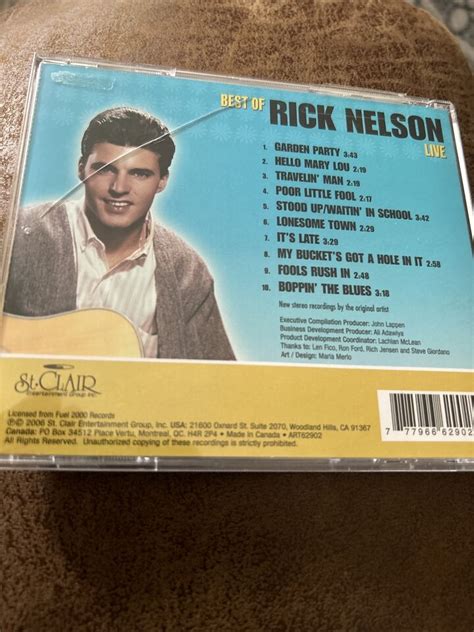 Rick Nelson Best Of Rick Nelson Live Cd Ebay