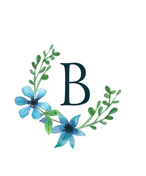 Monogram B Pretty Blue Flowers Sticker By Floralmonogram Blue Flowers