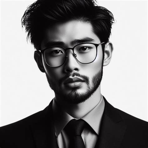 Premium Photo A Man Wearing Glasses And A Suit With A Black And White