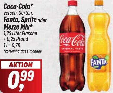 Coca Cola Fanta Sprite Oder Mezzo Mix 1 25 Liter Flasche Angebot Bei