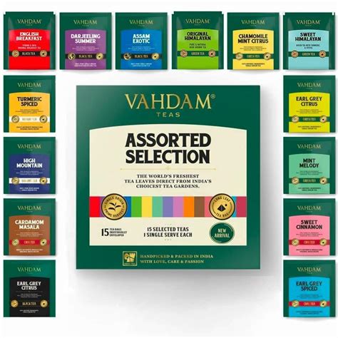 VAHDAM Tea Variety Pack 15 Flavours Award Winning Tea Sampler