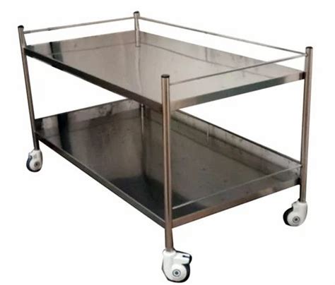 Silver Hospital Stainless Steel OT Instrument Trolley Size 700 X 430