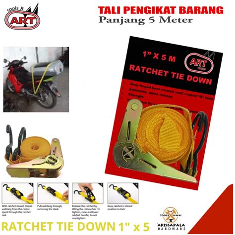 Jual RACHET TIE DOWN 1 INCH X 5M RATCHET TALI PENGIKAT BARANG MOTOR