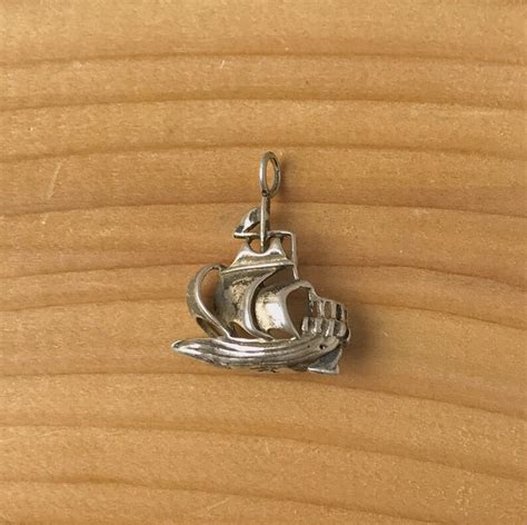 Vintage Sterling Silver Galleon Sailing Ship Necklace Pendant Etsy