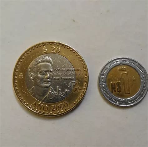 Moneda 20 Pesos Octavio Paz 2000 Y 1 Peso 1992 Error 1882 En Venta En