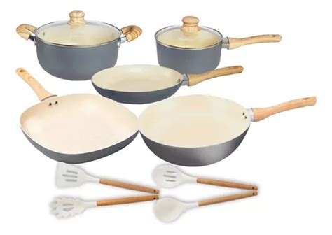 Set 9 Cacerola Olla Sarten Bifera Wok Uten Crema Hudson Bz3