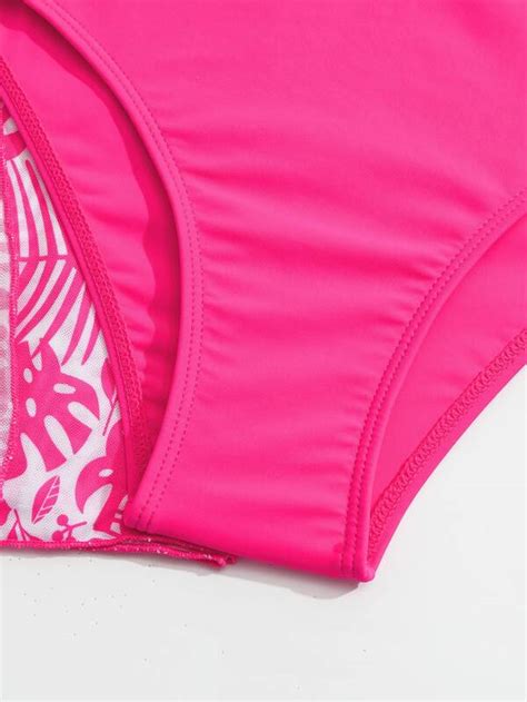 SHEIN Chicas adolescentes cruzado Bañador bikini con con estampado