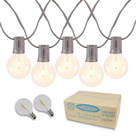 Arlmont Co Doyne 100ft Outdoor LED 67 Bulb Globe String Light End