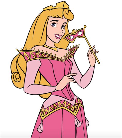 Princess Aurora In Her Pink Masquerade Dress With Her Pink Mask For