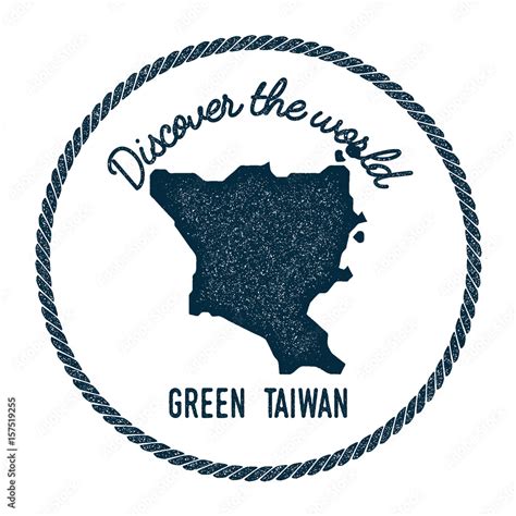 Green Island Taiwan Map In Vintage Discover The World Insignia