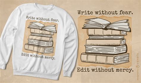 Pile Of Books Author Craft T-shirt Design Vector Download