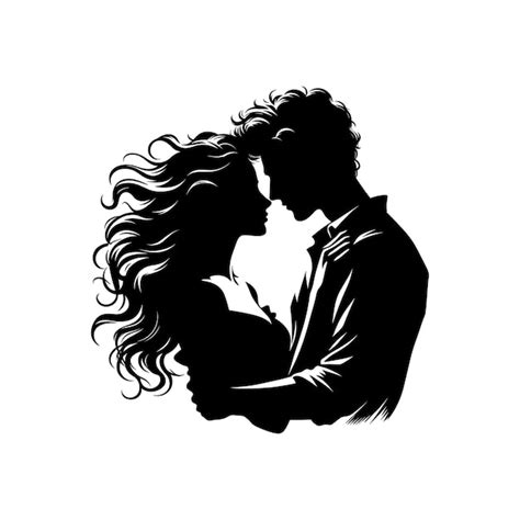 Premium Vector | Silhouette of a romantic couple in black and white