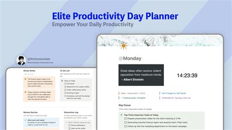 Elite Productivity Day Planner Notion Template for $6 by Notionionism ...