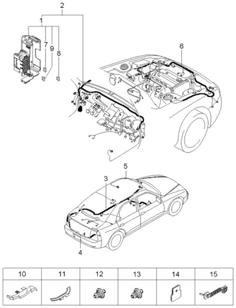 Wiring Harness Front Rear 2000 Kia Spectra