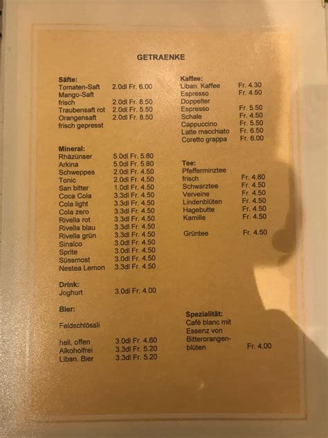 Speisekarte Von Restaurant Le C Dre Badenerstrasse Z Rich