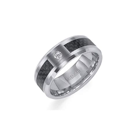 TRITON Tungsten Carbide And Black Carbon Fiber Diamond Comfort Fit Band