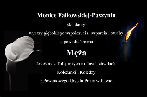 Kondolencje dla Pani Moniki Falkowskiej Paszynin od Koleżanek i