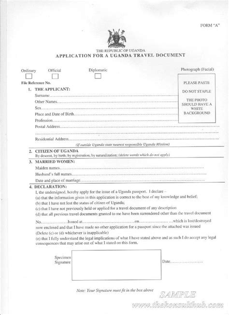 Passport Application Form G Uganda Printable Form