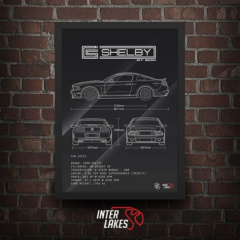 QUADRO DECORATIVO CARRO FORD MUSTANG SHELBY GT500 2014