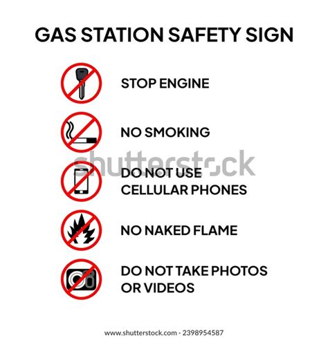 Gas Station Safety Sign On Isolated Stock Vector Royalty Free