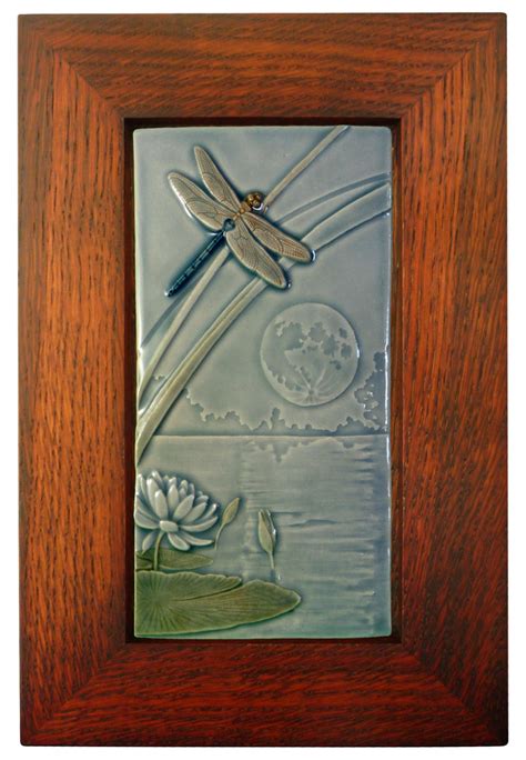 Dragonfly Moon Framed Art Tile 7x11 Inches Etsy