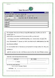 Save The Earth ESL Worksheet By Zmarques