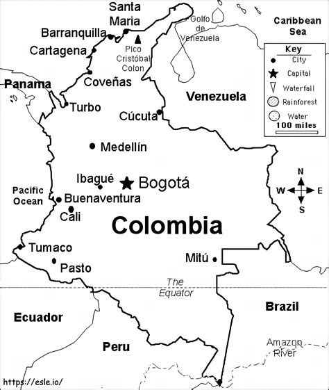 Mapa De Colombia Para Colorear