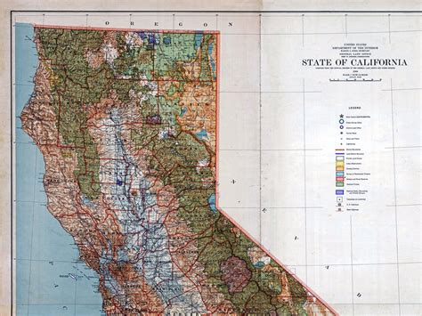 Vintage California wall map historical California map | Etsy