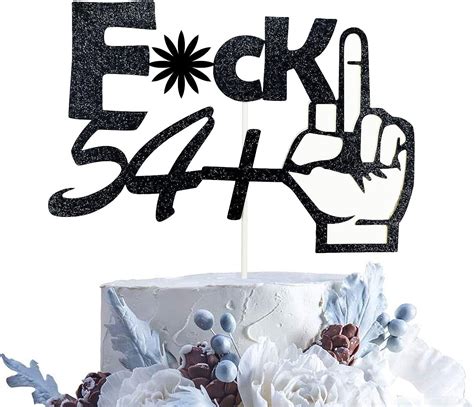 Happy 55th Birthday Cake Topper Black Glitter 54 1 Birthday