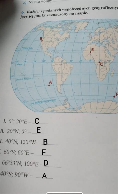 Ka Dej Z Podanych Wsp Rz Dnych Geograficznych Przyporz Dkuj