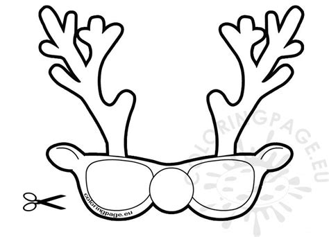 Paper Christmas Reindeer Sunglasses Template Coloring Page