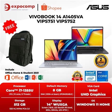 Jual ASUS VIVOBOOK 14 A1405VA VIPS751 VIPS752 CORE I7 1355U 8GB 512GB