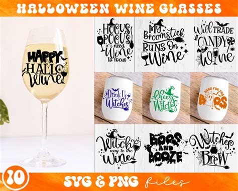 Halloween Wine Glass Svg Bundle Halloween Wine Glasses Svg Etsy