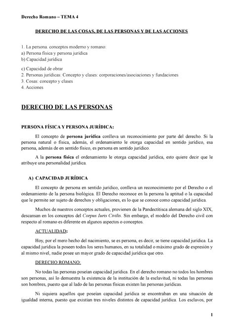 Tema Corregido Dcho Romano Derecho De Las Cosas De Las Personas