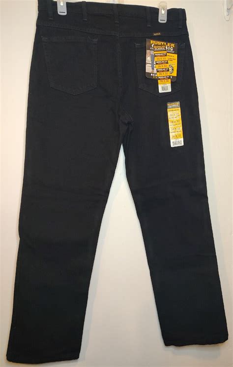 Men S Rustler Classic Regular Fit Straight Leg Jeans Black Waist