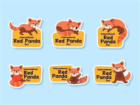 International Red Panda Day Stickers Set 10350951 Vector Art at Vecteezy