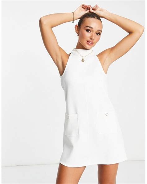 River Island Halter Scuba Shift Mini Dress In White Lyst Uk