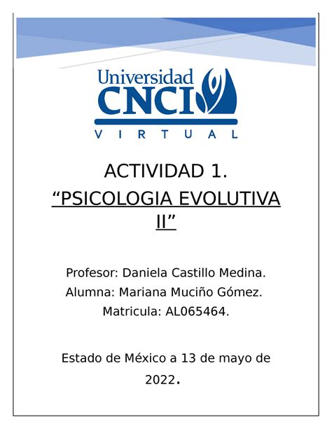 Actividad Psicologia Evolutiva Actividad Psicologia Evolutiva