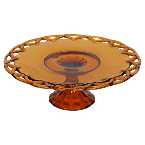 Amber Glass Cake Stand For Sale At 1stdibs