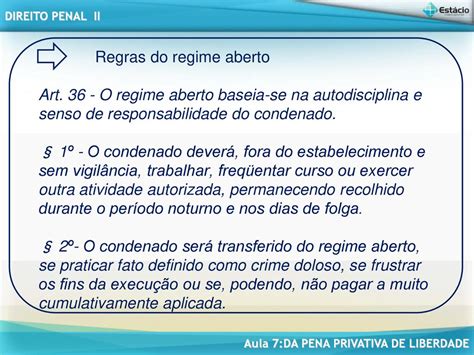 AULA DIREITO PENAL II DA PENA PRIVATIVA DE LIBERDADE Aula 7 Ppt