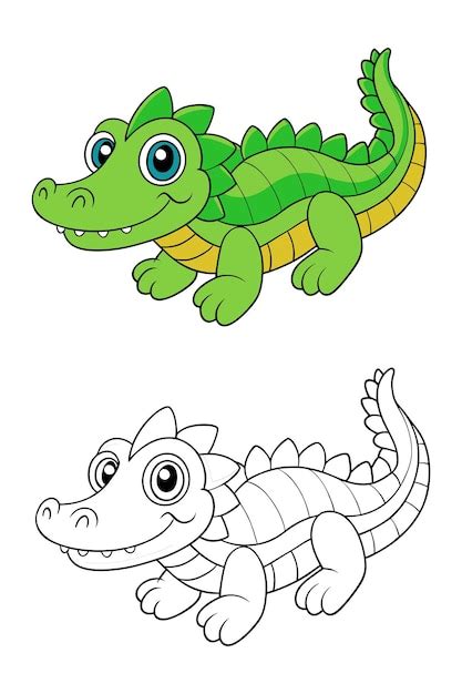 Alligator Vector de colorir folha para crianças Vetor Premium