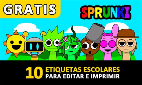 Etiquetas Escolares De Sprunki Gratis Para Editar E Imprimir